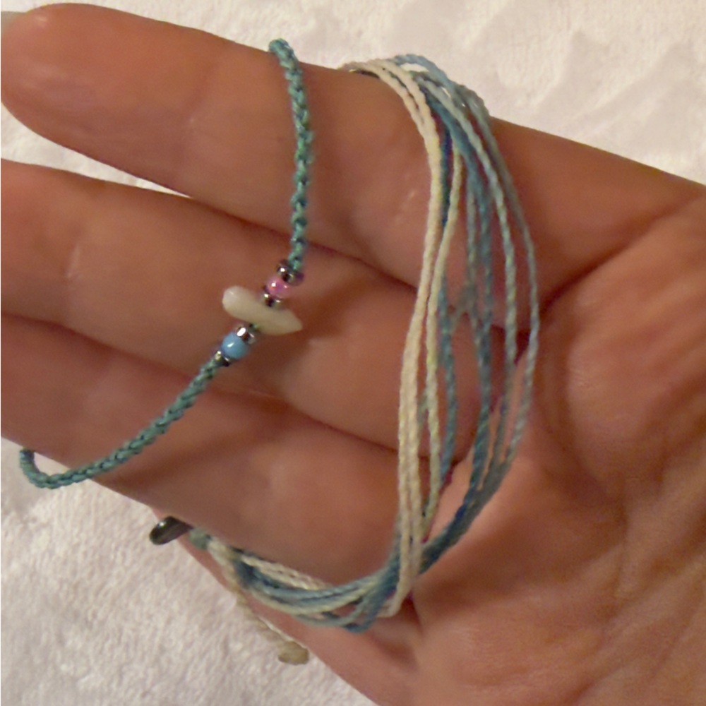 Set of Two Teal Pura Vida Bracelets: Multistrand and Shell Bead - NWOT